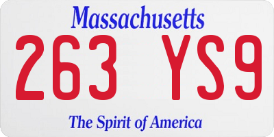 MA license plate 263YS9
