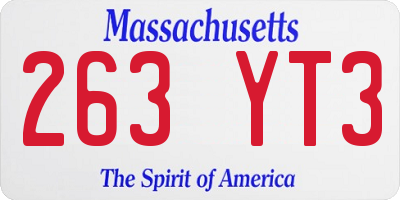 MA license plate 263YT3