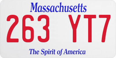 MA license plate 263YT7