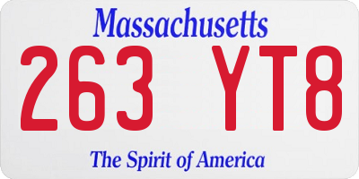 MA license plate 263YT8