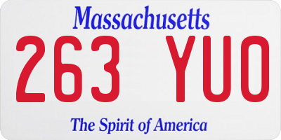 MA license plate 263YU0