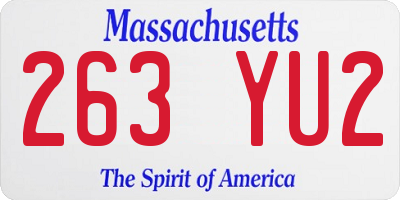 MA license plate 263YU2