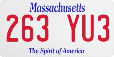 MA license plate 263YU3