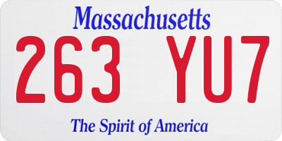 MA license plate 263YU7