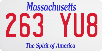 MA license plate 263YU8