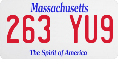 MA license plate 263YU9