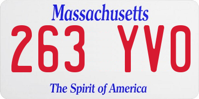 MA license plate 263YV0