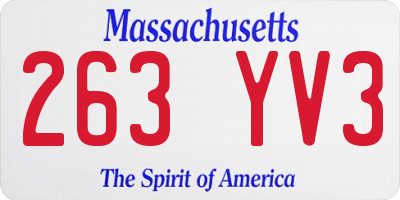 MA license plate 263YV3