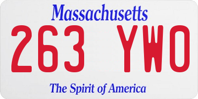 MA license plate 263YW0