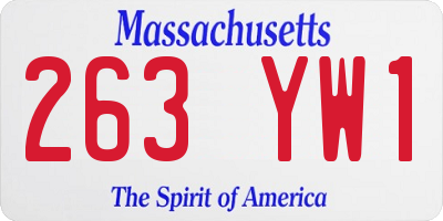 MA license plate 263YW1