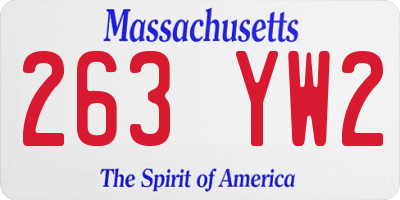 MA license plate 263YW2
