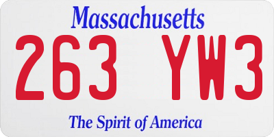 MA license plate 263YW3