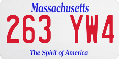 MA license plate 263YW4