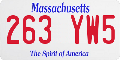 MA license plate 263YW5