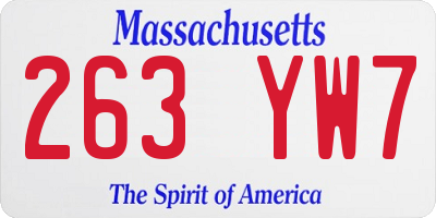 MA license plate 263YW7