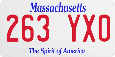 MA license plate 263YX0