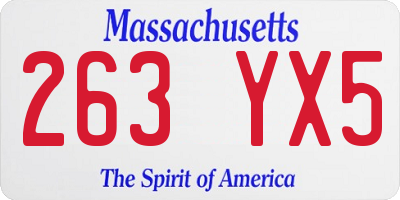 MA license plate 263YX5