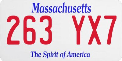 MA license plate 263YX7