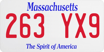 MA license plate 263YX9