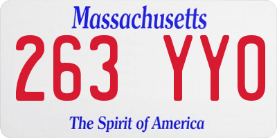 MA license plate 263YY0