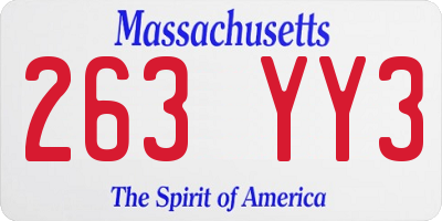 MA license plate 263YY3