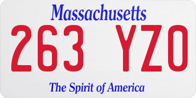 MA license plate 263YZ0