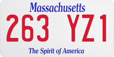 MA license plate 263YZ1