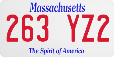 MA license plate 263YZ2