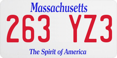 MA license plate 263YZ3