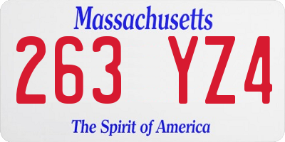 MA license plate 263YZ4
