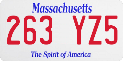 MA license plate 263YZ5