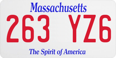 MA license plate 263YZ6