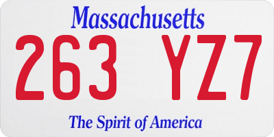 MA license plate 263YZ7