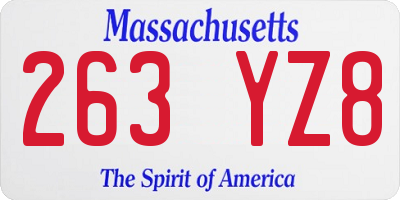 MA license plate 263YZ8