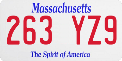 MA license plate 263YZ9
