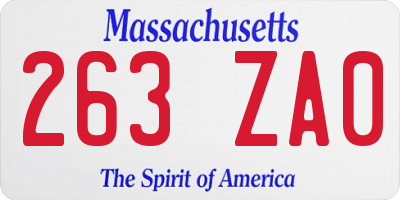 MA license plate 263ZA0