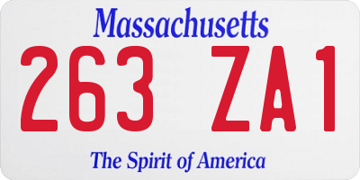 MA license plate 263ZA1