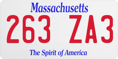 MA license plate 263ZA3