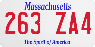 MA license plate 263ZA4