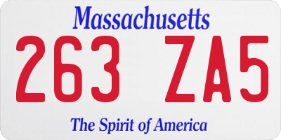 MA license plate 263ZA5