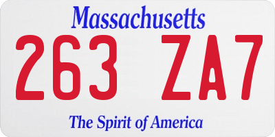 MA license plate 263ZA7
