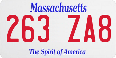 MA license plate 263ZA8