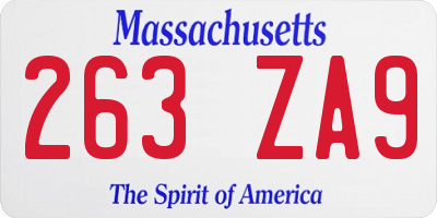 MA license plate 263ZA9