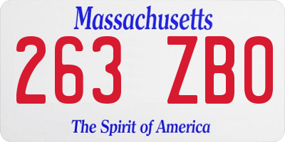 MA license plate 263ZB0