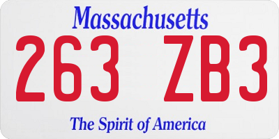 MA license plate 263ZB3