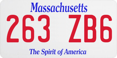 MA license plate 263ZB6