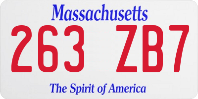 MA license plate 263ZB7