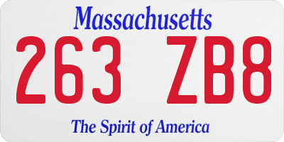 MA license plate 263ZB8