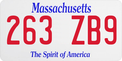 MA license plate 263ZB9