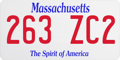 MA license plate 263ZC2